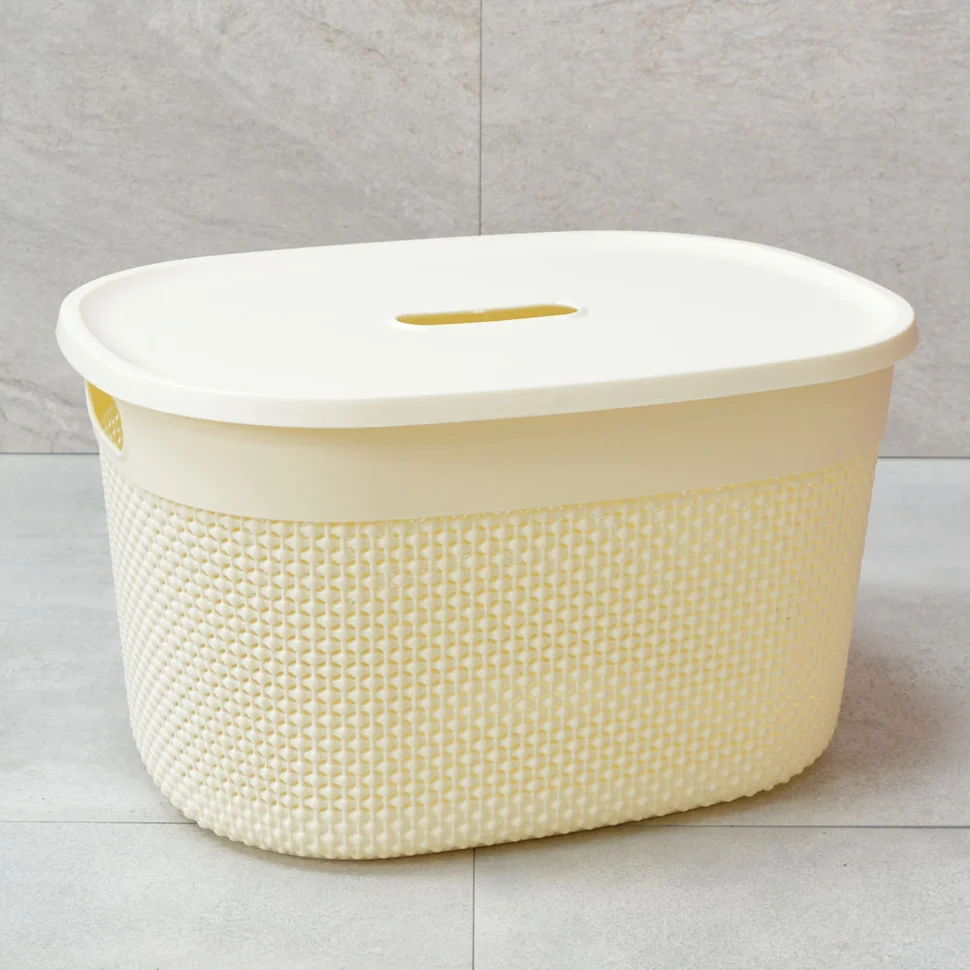Корзина для хранения с крышкой OSLO 18л лен Корзина для хранения с крышкой OSLO 18л лен