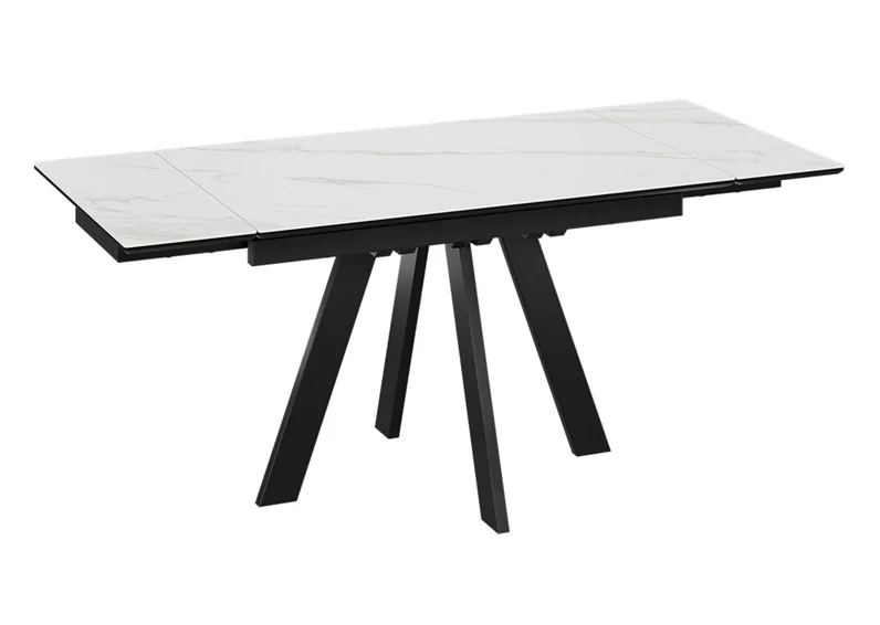 Стол обеденный раздвижной Джаггер Тип 1 1200*(1803)*770*800 (Черный муар/Керамика матовая белый мрамор)