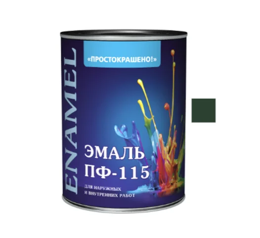 Эмаль ПФ-115 тёмно-зелёная 0,9кг Простокрашено БАУ