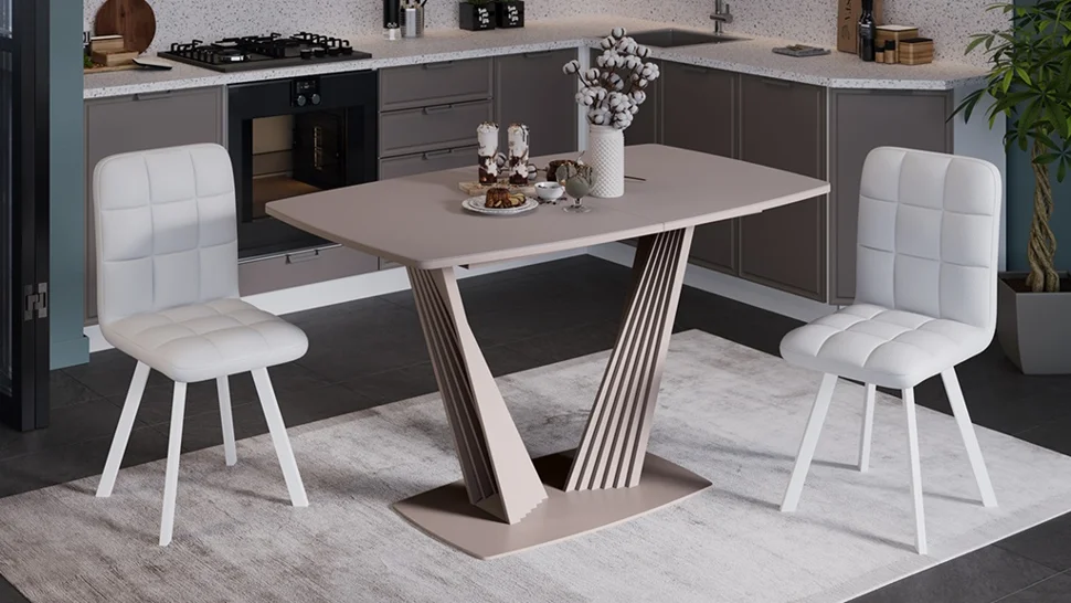 Стол раздвижной «Фабио» Тип 1 1300*(1700)*800*750 Капучино матовый, Стекло матовое капучино