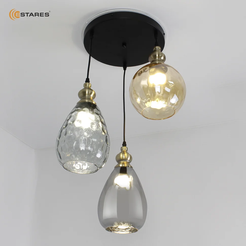 Подвес ZAR round 1R2OV 3xE27-450x1100-BLACK/GOLD/CLEAR-220-IP20