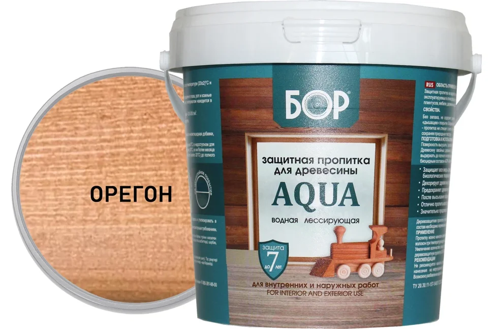 Пропитка защитная БОР AQUA для наружных и внутренних работ ОРЕГОН 0,9кг