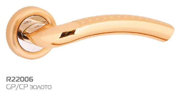 Ручка дверная HANDLE DESIGN YOLA R22006 GP/CP золото