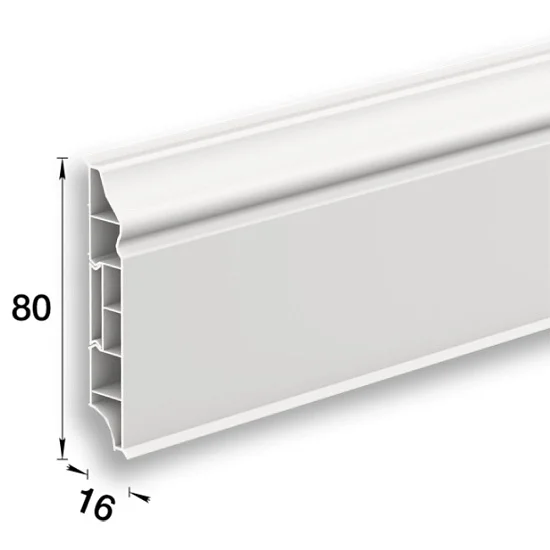 Плинтус Идеал Дюра 80мм фигурный 037 молочно-белый 2,2 м