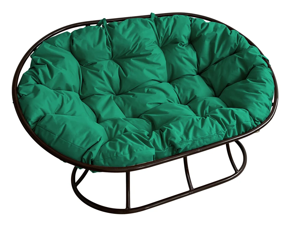 Диван МАМАСАН без ротанга черный, подушка зеленая