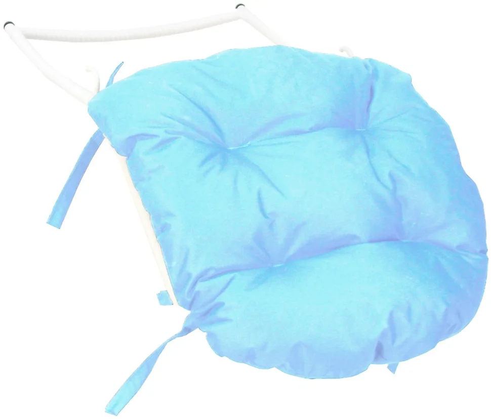 Подставка для ног на кресло подвесное, с ротангом белое, голубая подушка