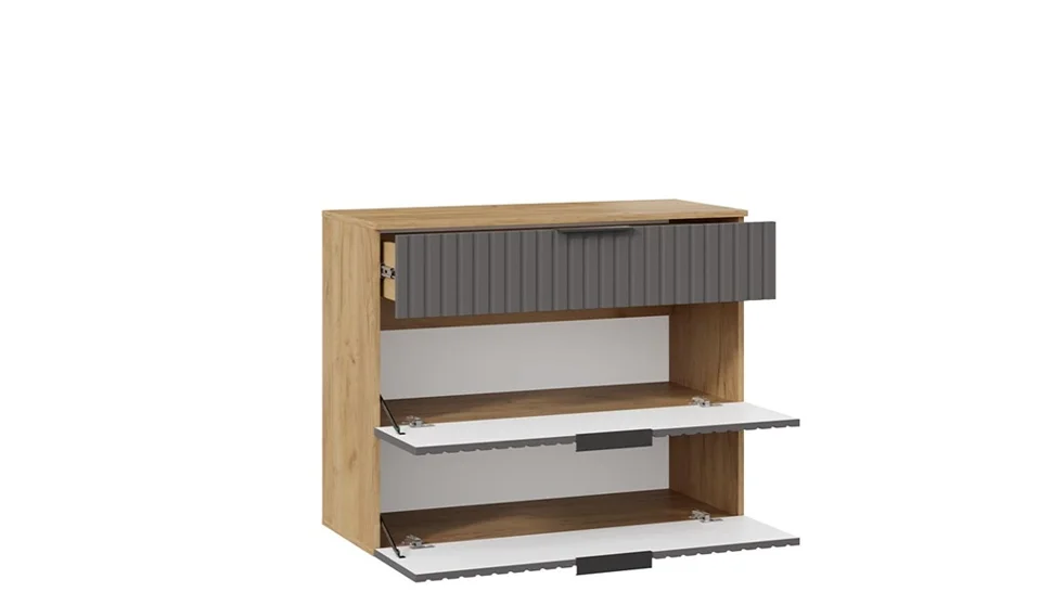 Тумба для обуви комбинированная Хилтон Исп.2.3 (Дуб Крафт золотой/Графит матовый)