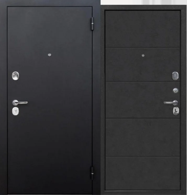 Дверь мет. FERRONI Гарда 7,5 см 860х2050 "Л" Букле Черный/БЕТОН ГРАФИТ