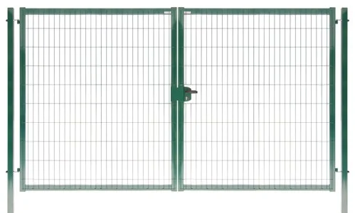 Ворота распашные 1,73*3,5м (заполнение - панель MEDIUM Lock диам. прутка 4мм ячейка 200х50мм), зеленый RAL 6005