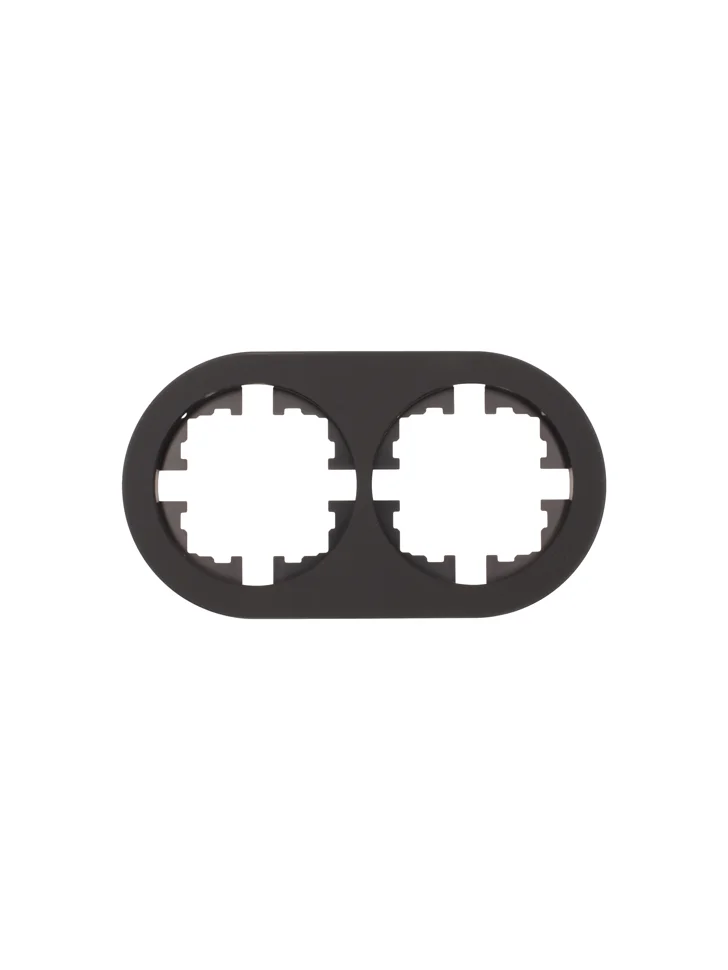 Рамка двухместная горизонтальная Lezard OSEN акриловая черная матовая круглая