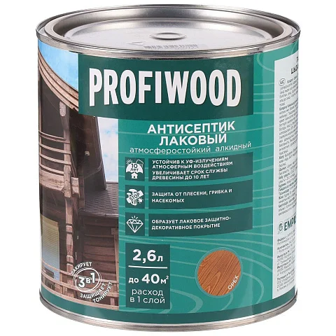 Антисептик EMPILS PROFIWOOD лаковый атмосферостойкий алкидный орех 2,4 кг
