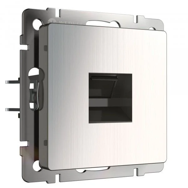 Розетка компьютерная 1-местная СП Werkel Ethernet, глянцевый никель, WL02-RJ-45