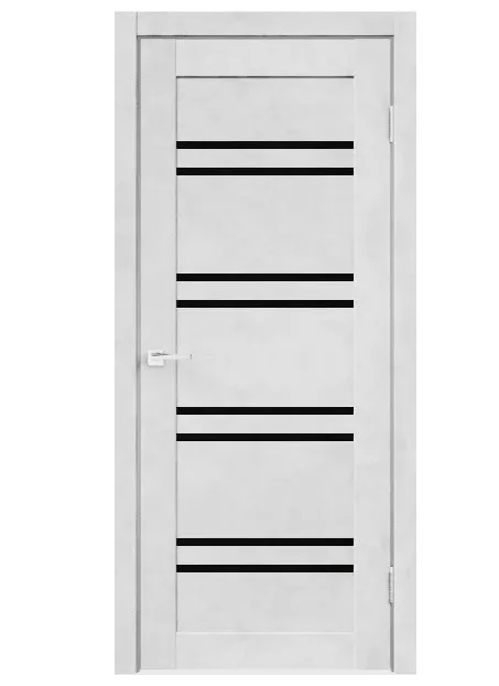 Дверь ТЕРРИ №104 Лофт Белый, частичное ЧЕРНОЕ стекло 60, еврошпон