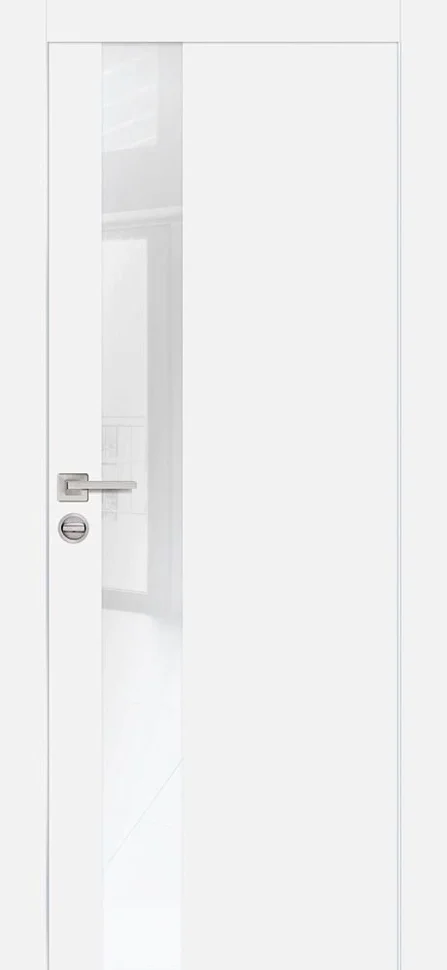 Дверь PROFILO PORTE PX-10 стекло LACOBEL белоснежный, белый матовый (AL кромка хром с 4-х сторон) 80